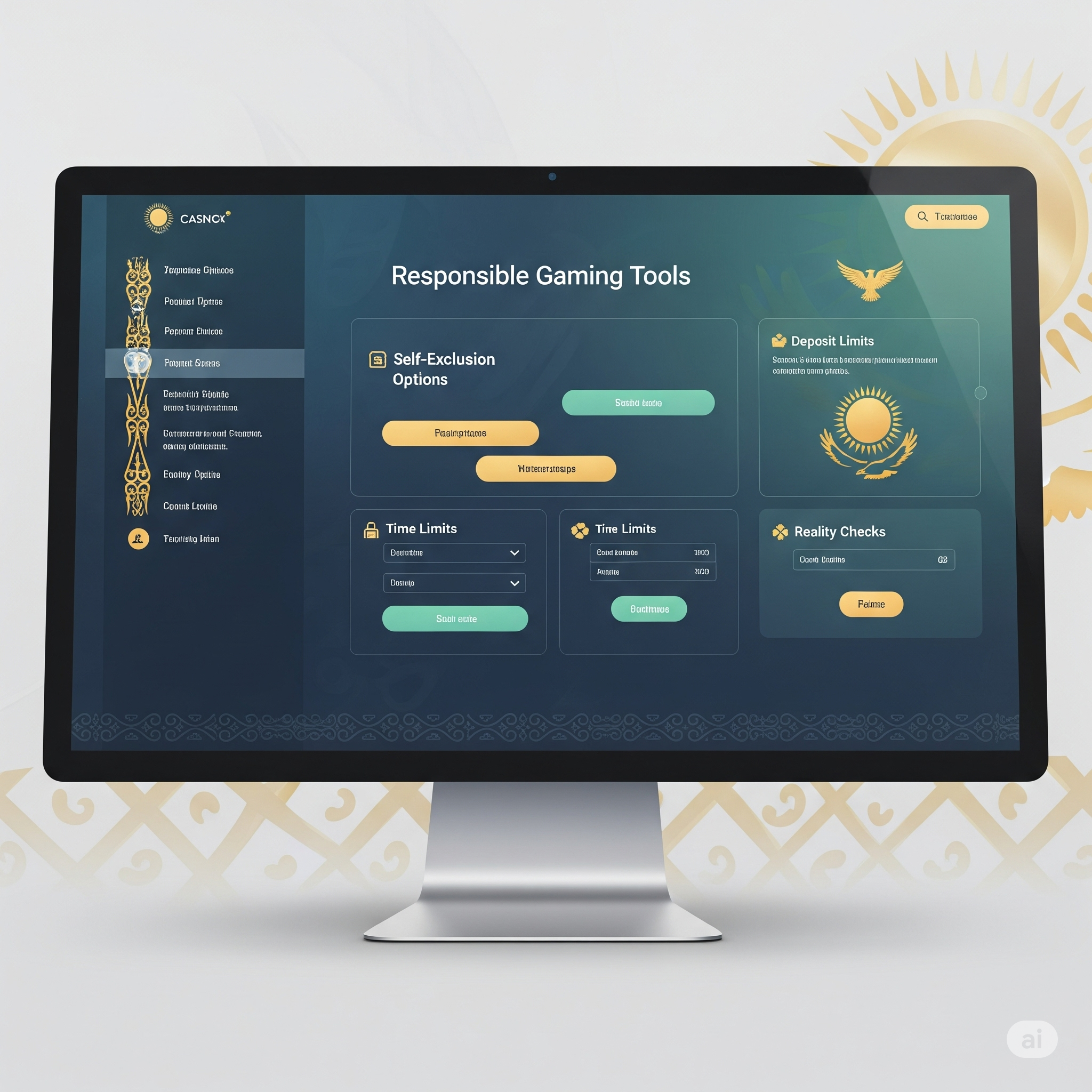 Интерфейс инструментов ответственной игры в казахстанском казино