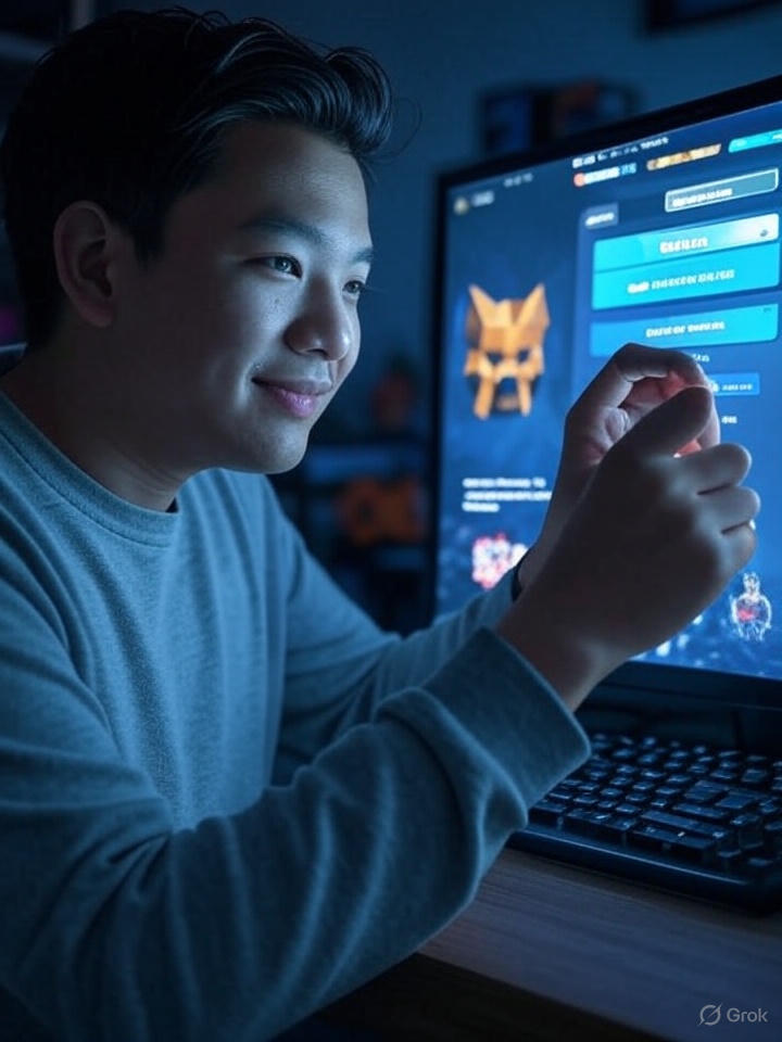 Процесс подключения MetaMask к игре