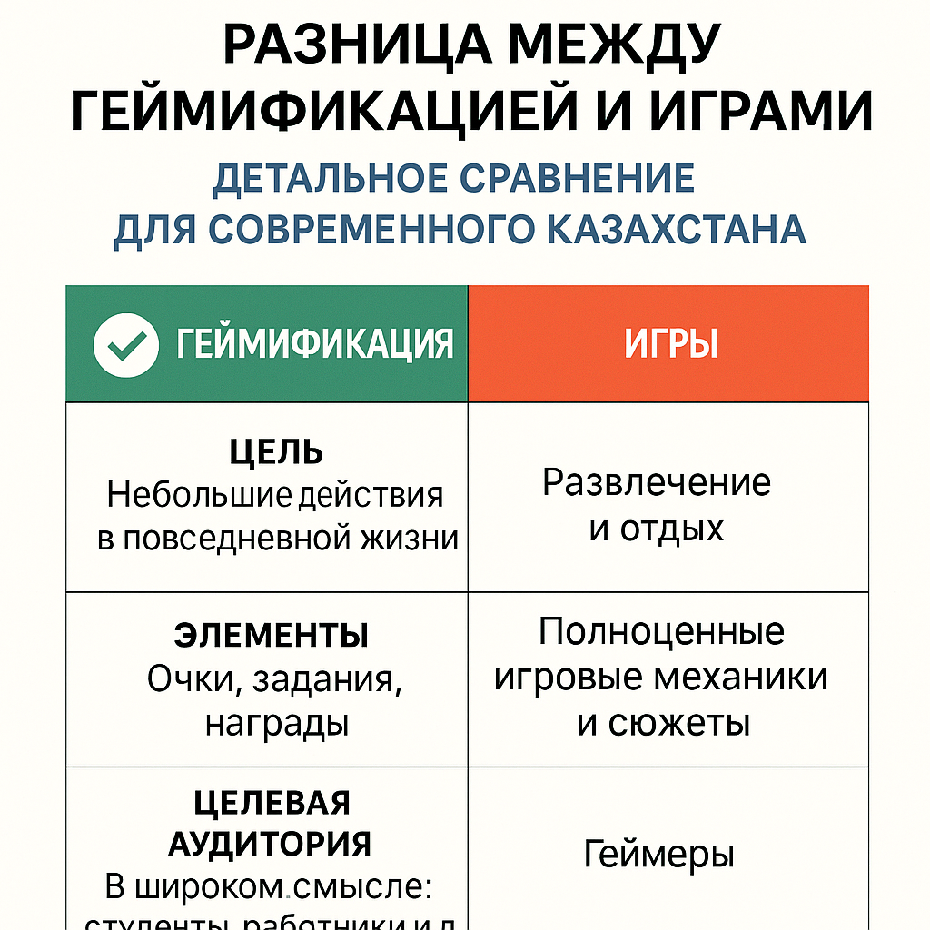 Разница между геймификацией и играми: детальное сравнение для современного Казахстана
